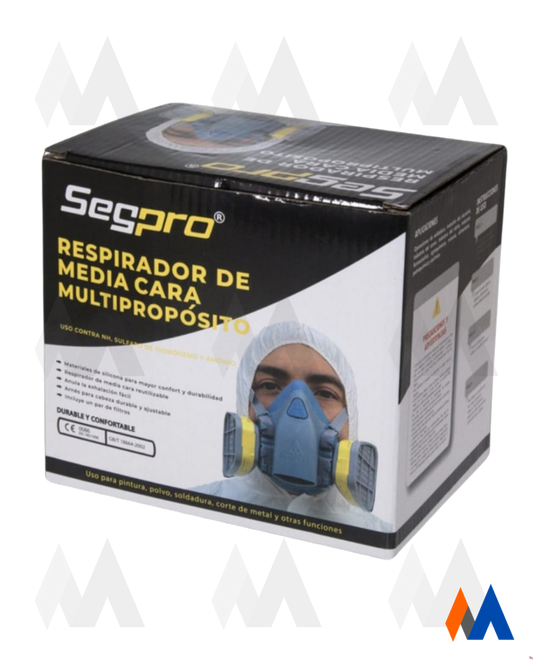 Respirador de Media Cara Multipropósito 2 Vías Para Gases- Segpro