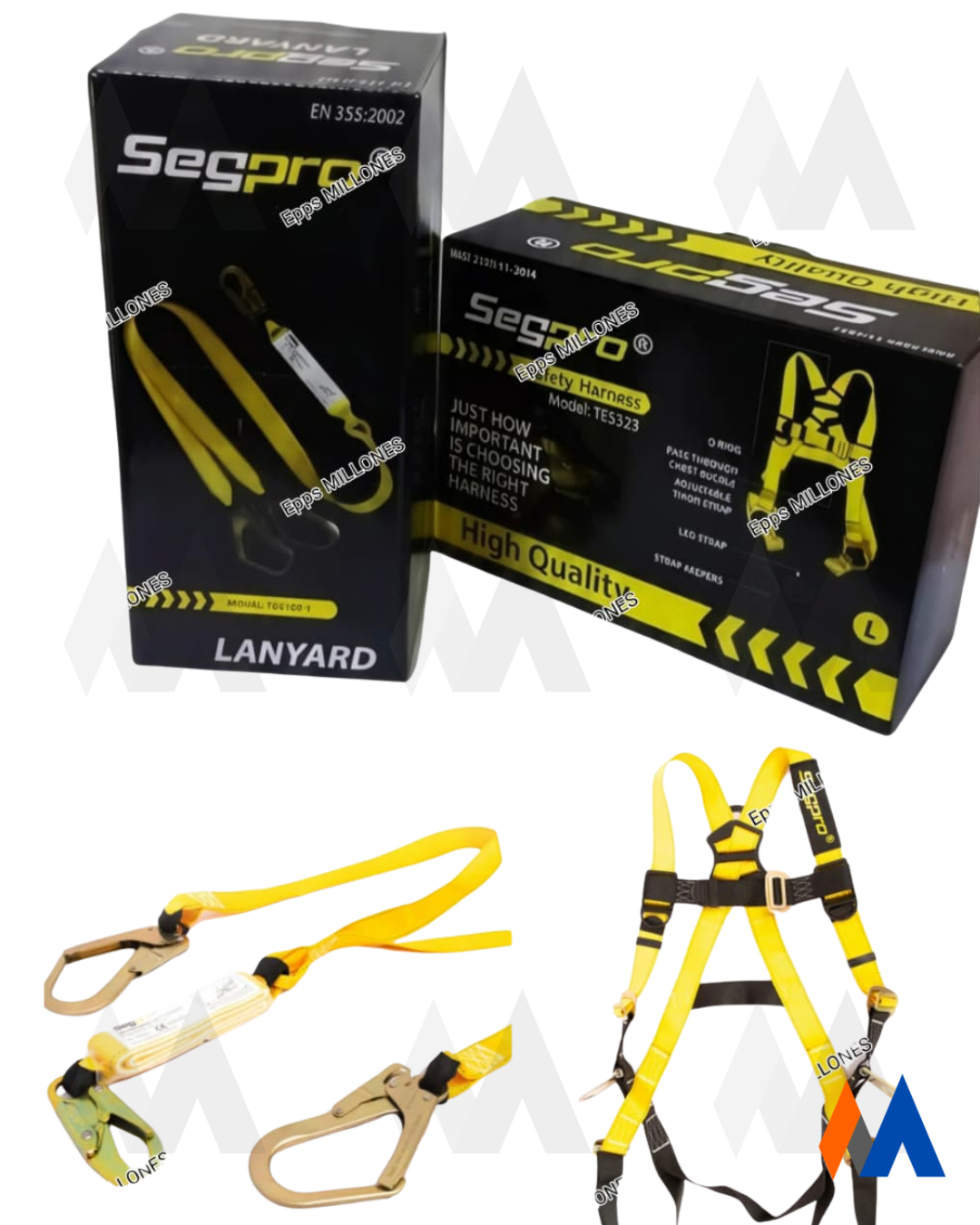 Kit Anticaídas: Arnés de 3 Anillos + Línea de Vida Doble (Tipo Y) - Segpro